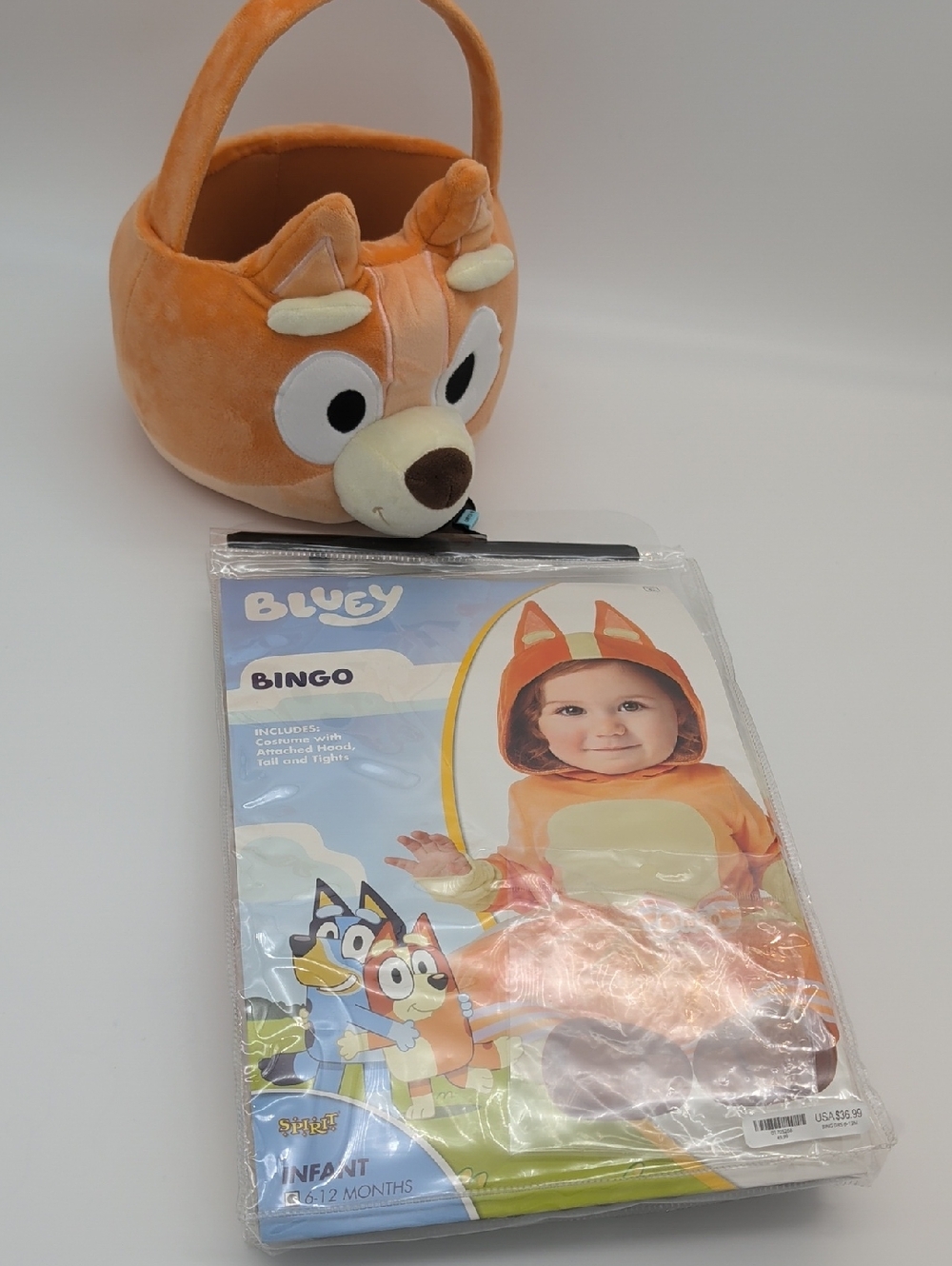 Infant Bingo Costume Set with Plush Character Basket - Orange